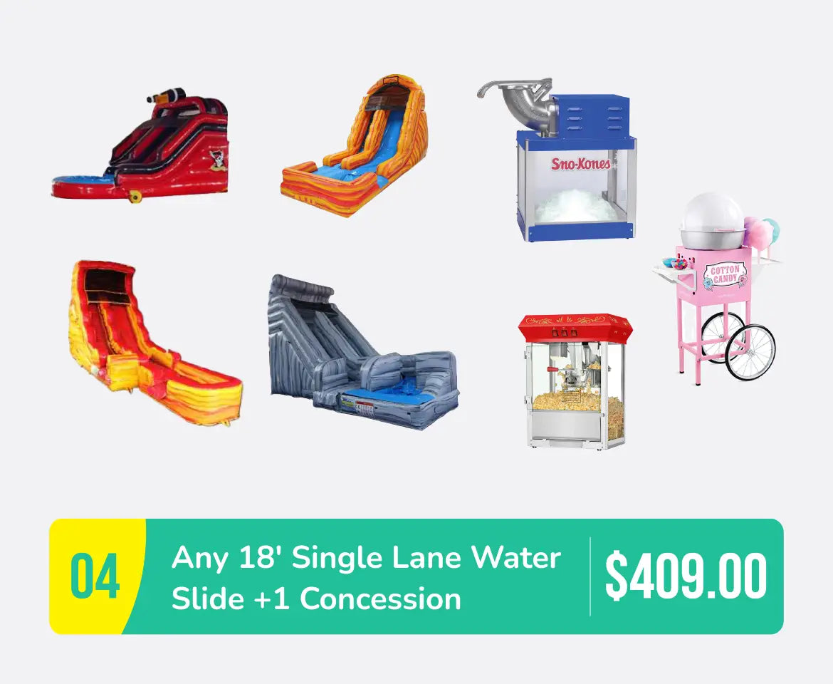 Special #4 Any 18' Single Lane Water Slide & 1 Concession Only for $409