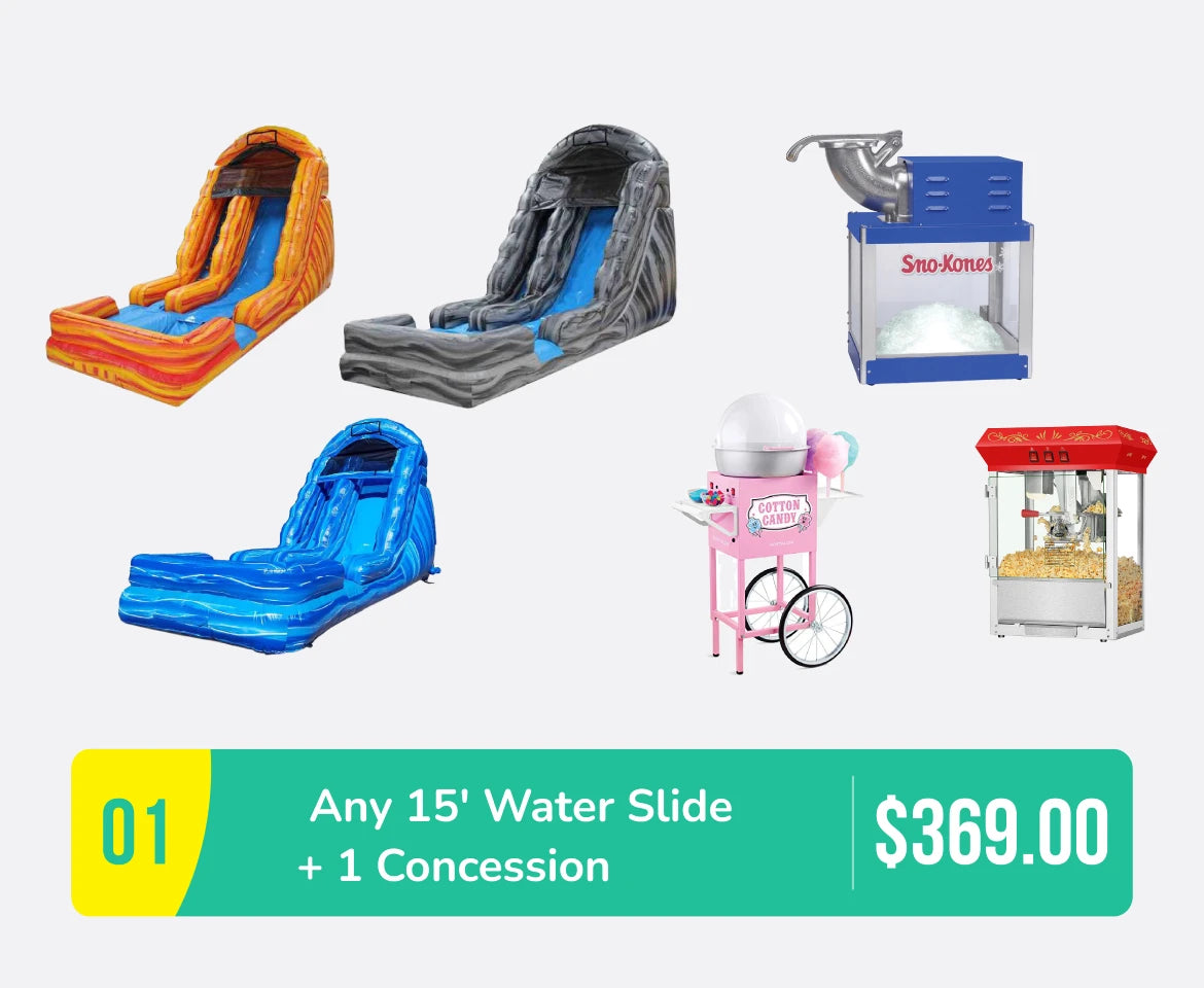 Special #1 Any 15' Water Slide 1 Table 6 Chairs & 1 Concession Only for $369