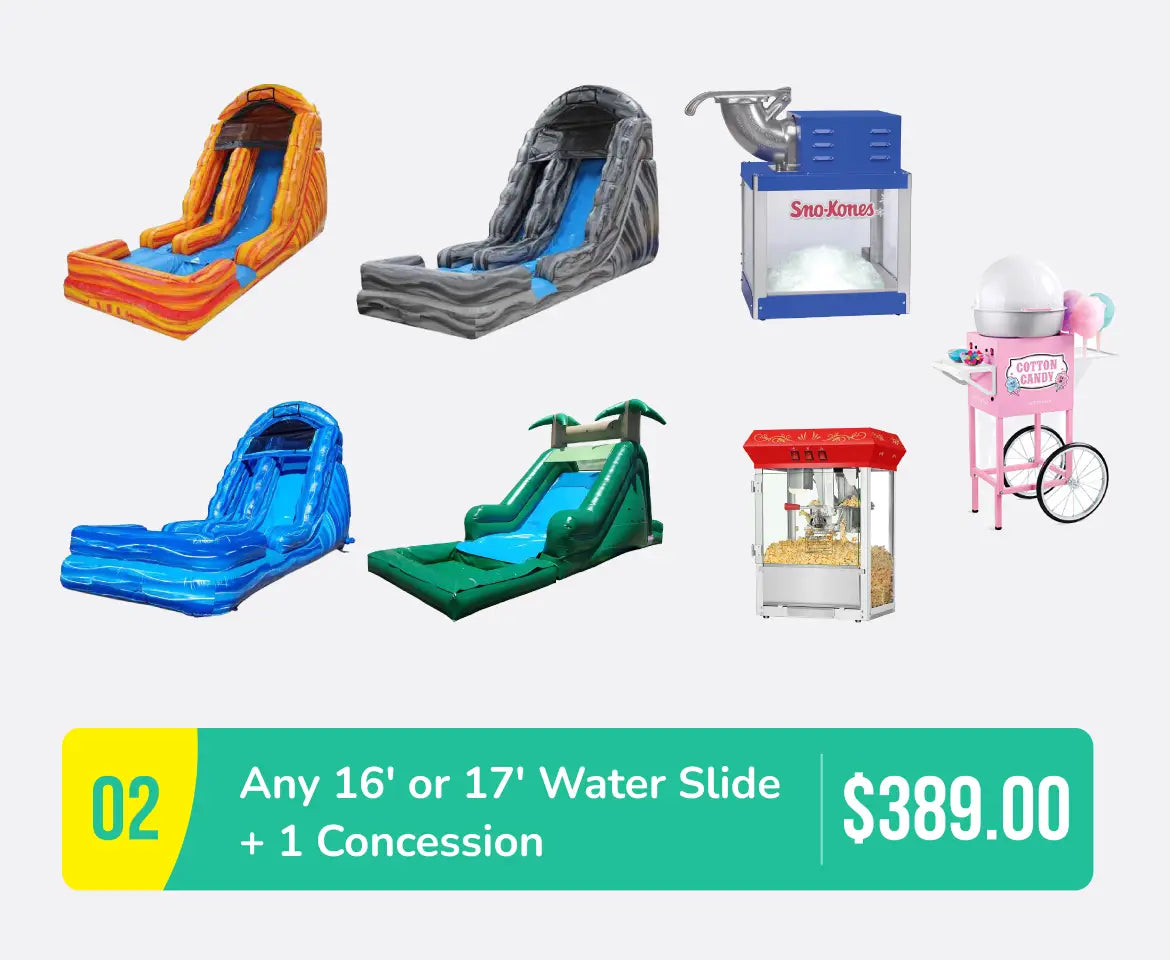 Special #2 Any 16' or 17' Water Slide & 1 Concession Only for $389
