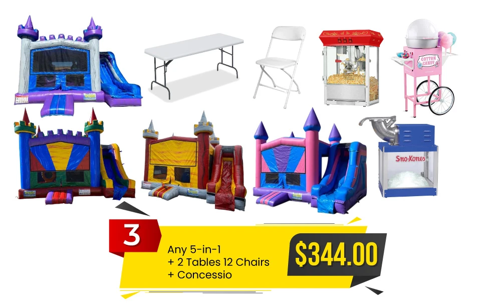 Special 3 – Any 5 in 1 2 Tables and 12 Chairs Concessions for 344