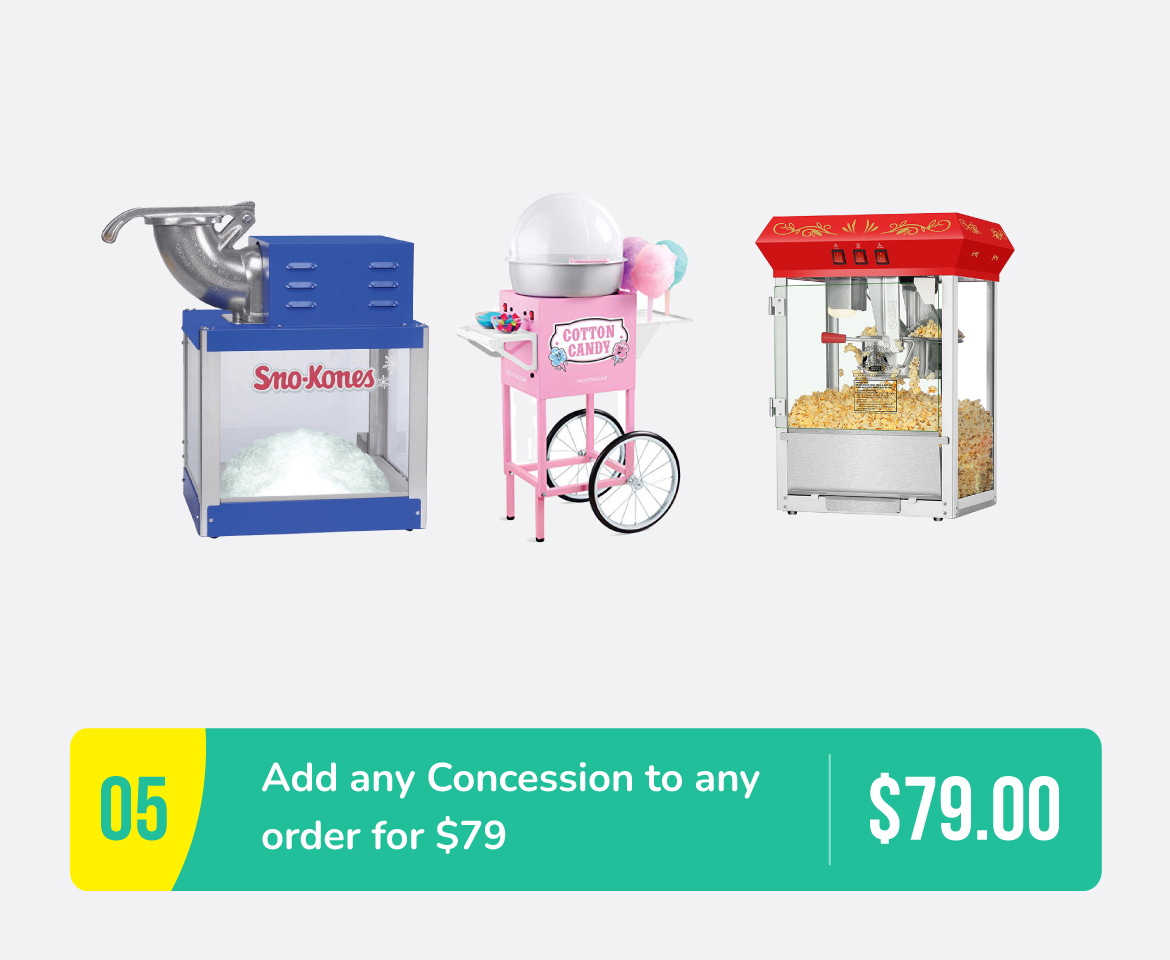 Special 5 Add a Sno Kone Cotton Candy or Popcorn Machine to Any Order for 79