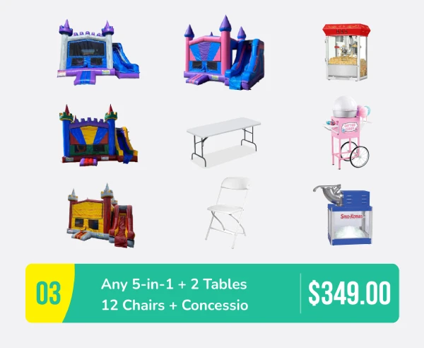 Special #3 – Any 5-in-1 & 2 Tables and 12 Chairs & Concessions