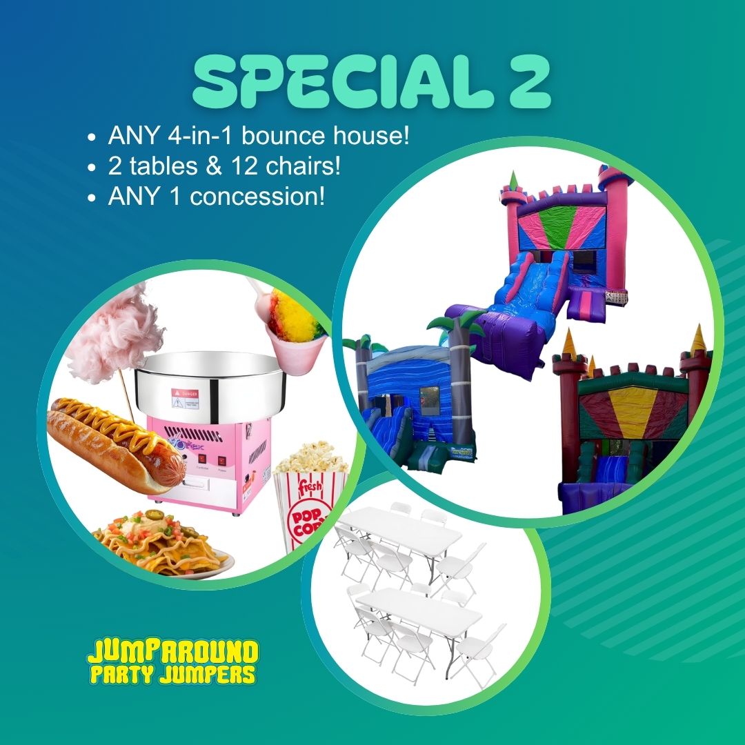 Special #2 4-in-1 Bounce House, Tables & Chairs, Concession