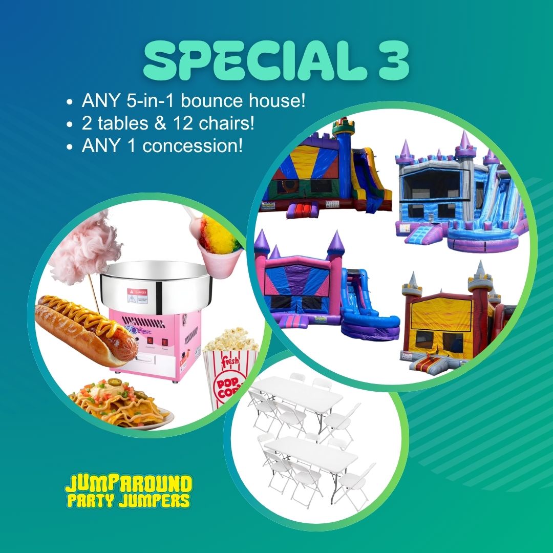 Special #3 5-in-1 Bounce House, Tables & Chairs, Concession